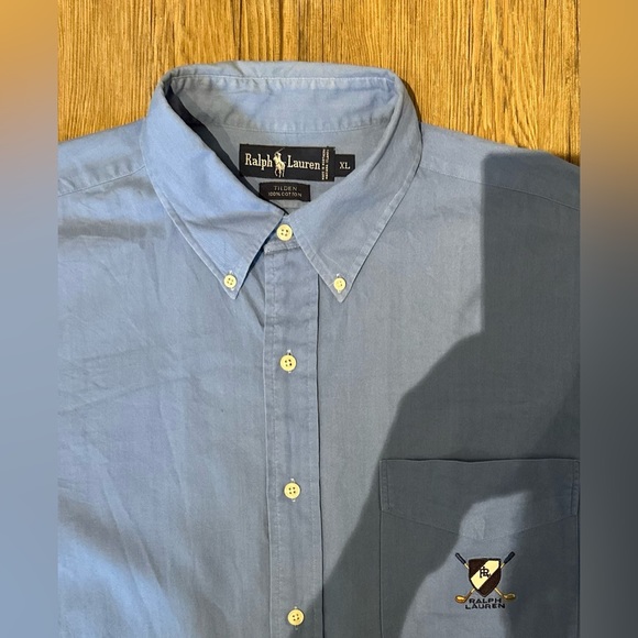 VINTAGE Ralph Lauren Tilden Cotton short sleeve embroidered logo shirt blue - Picture 6 of 16